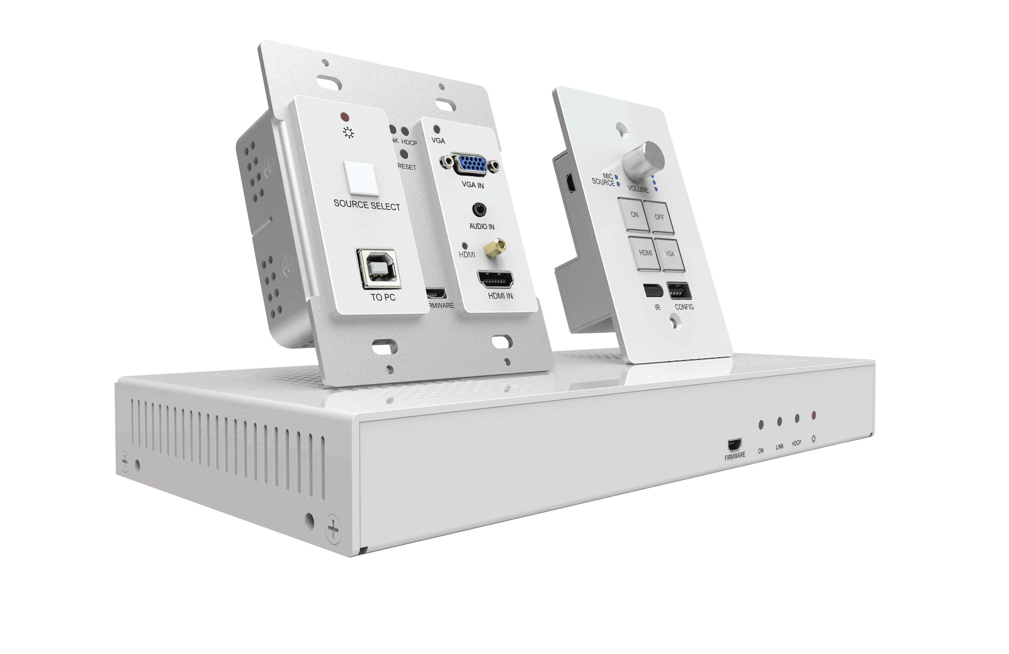 KIT.EDCPVH - Kit de Salle, 1 plastron TX avec 1 entrée HDMI & 1 entrée VGA , 1 RX avec ampli et panneau de contrôle