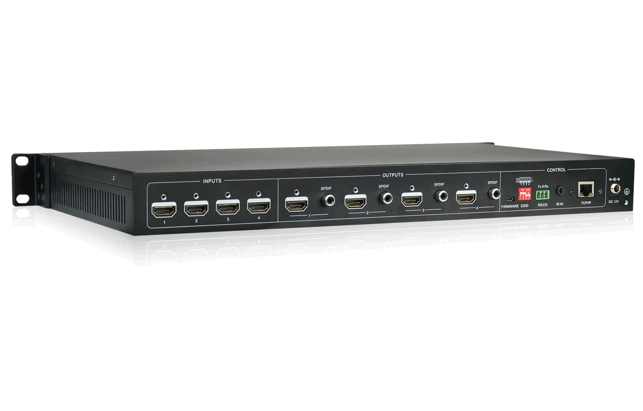 MAT.HDMI44-4K - Matrice 4x4 HDBaseT HDMI 4K, HDCP 2.2 audio de embedded TCP/IP