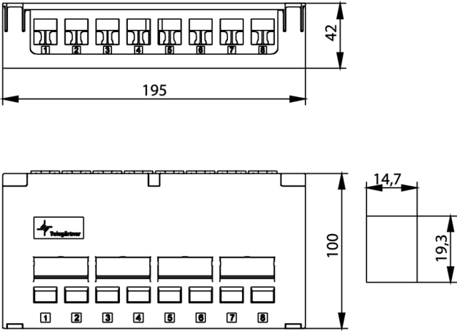 MOD.RJ45V8B  Module vide 8 ports RJ Blanc